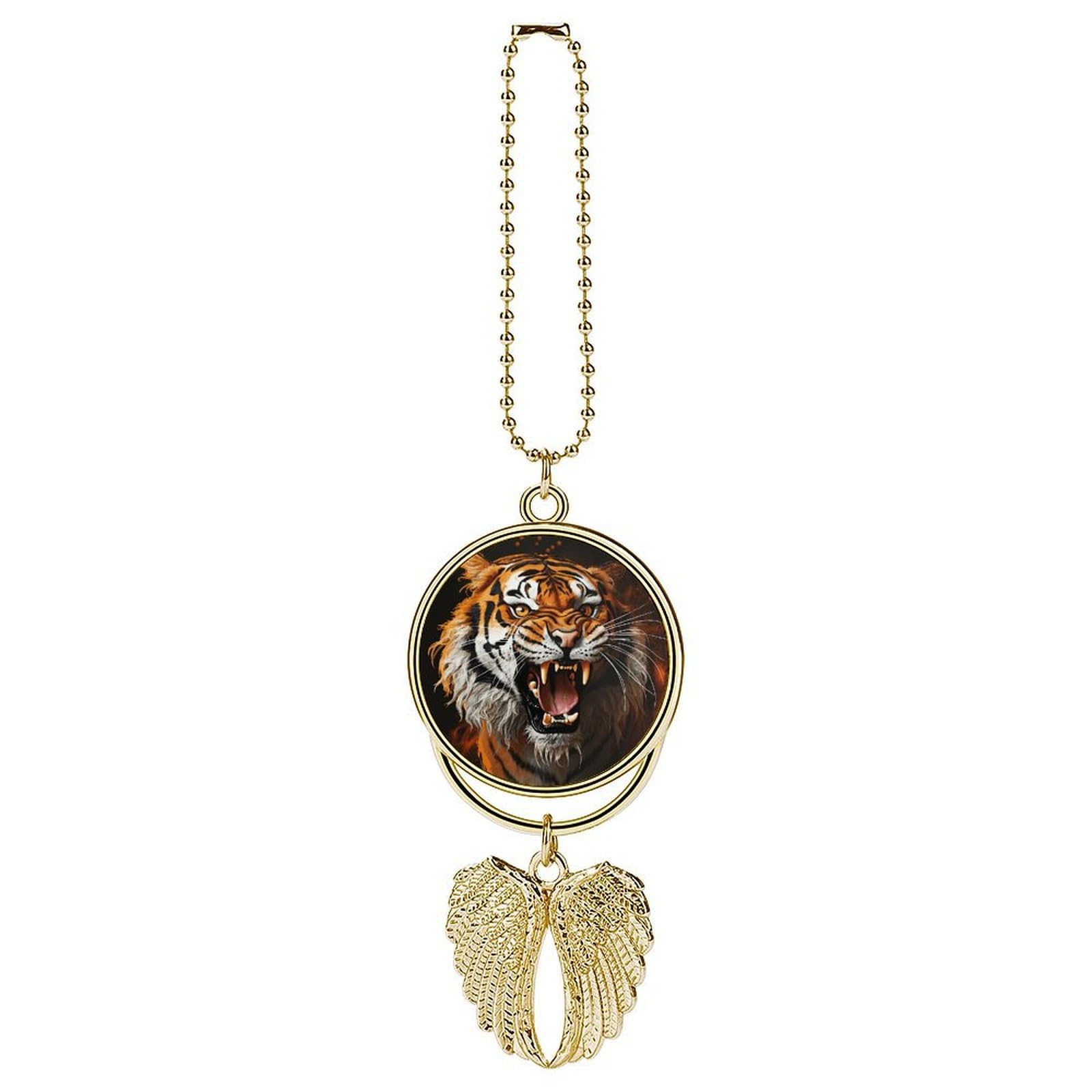 Roaring Tiger Car Pendant Personalized Car Hanging Ornament Auto Rear View Mirror Hanging Decoration Accessories Metal Cars Interior Ornament for Most Cars Truck SUV