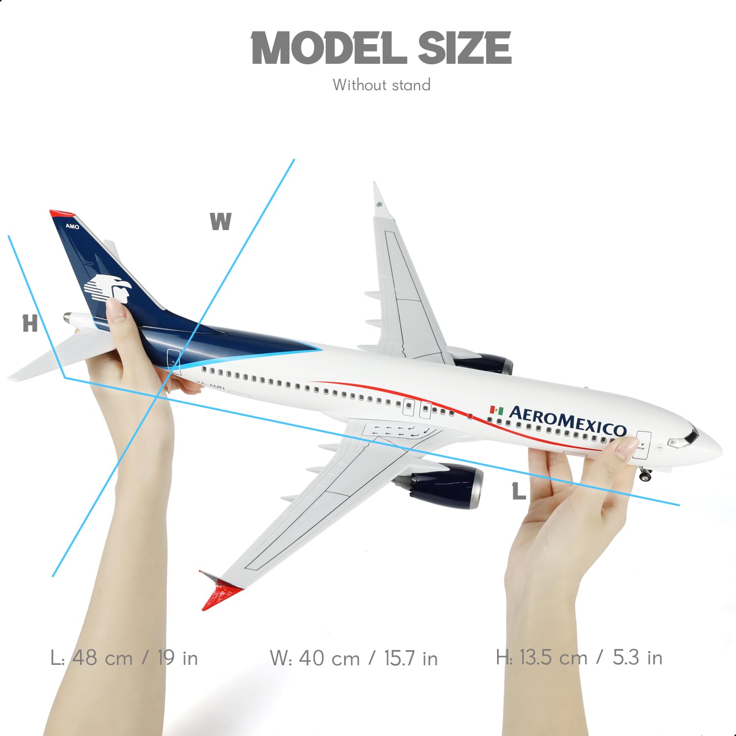 1/85 kompatybilny z Aeromexico 737, ze stojakiem (długość 43 cm) do Boeing 787, model samolotu z żywicy dla dorosłych, prezent dla entuzjastów lotnictwa, dekoracja do domu lub biura