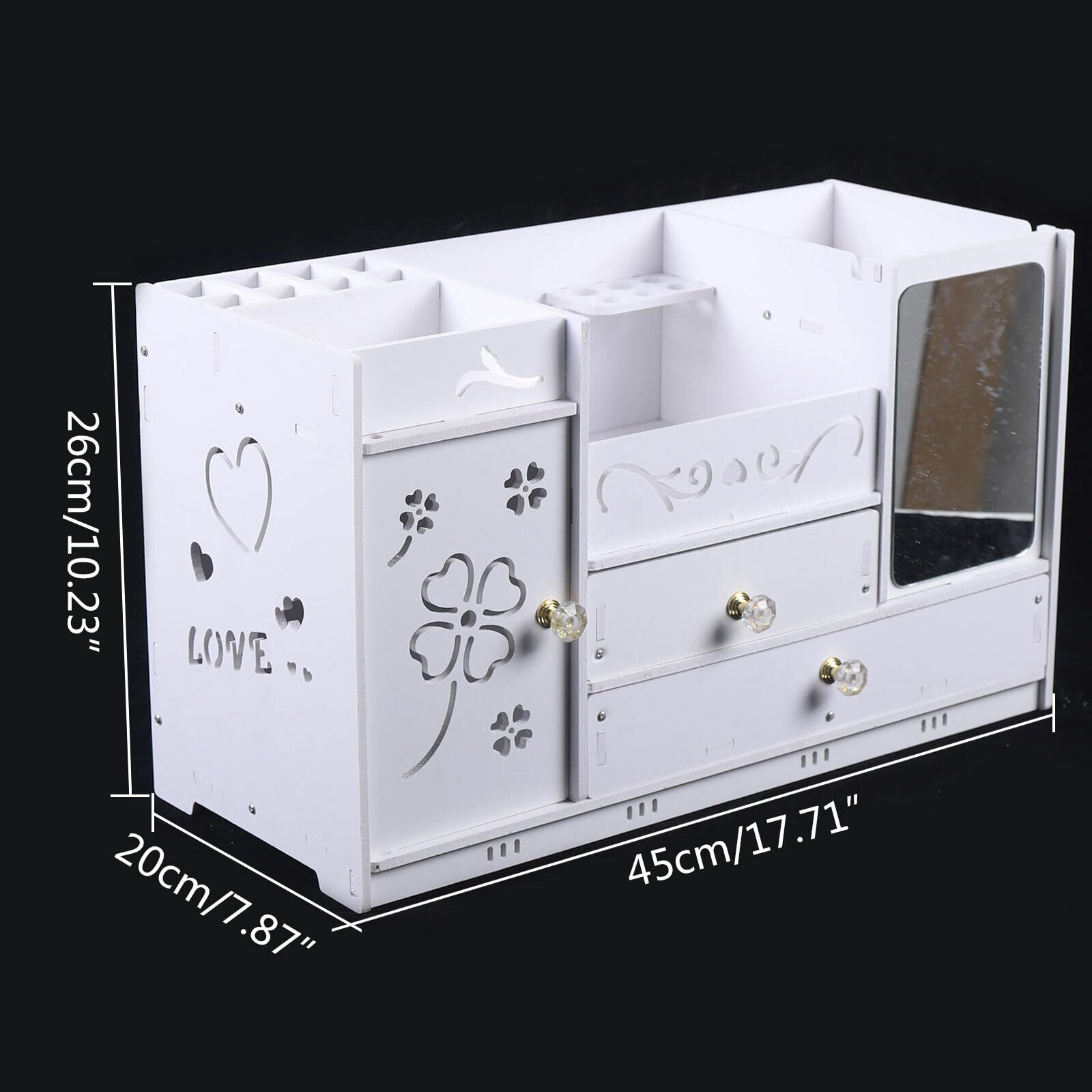 Kosmetik Make up Organizer mit 2 Schubladen Aufbewahrung Schmuck Box Parfüm Aufbewahrung,Skincare Beauty Schminke Kosmetikbox zubehör für Dresser Schlafzimmer Badezimmer,Weißer