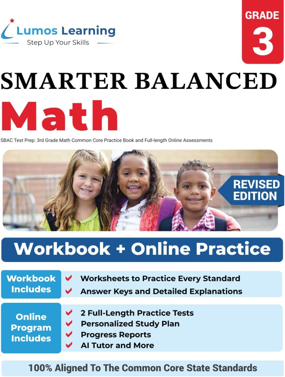 SBAC Test Prep: 3rd Grade Math Common Core Practice Book and Full-length Online Assessments: Smarter Balanced Study Guide With Performance Task (PT) ... Testing (CAT) (SBAC by Lumos Learning)