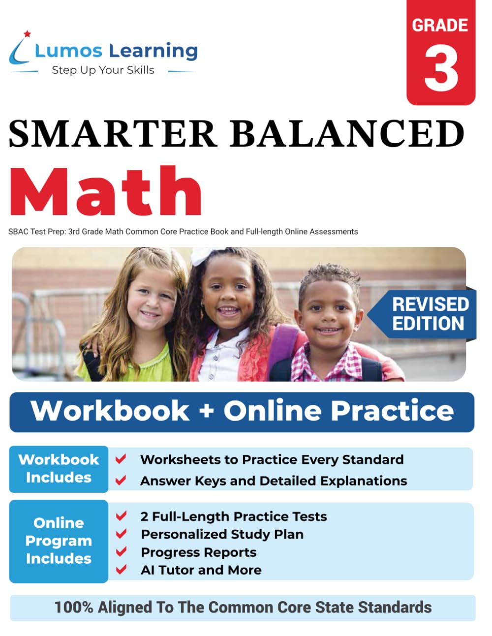 SBAC Test Prep: 3rd Grade Math Common Core Practice Book and Full-length Online Assessments: Smarter Balanced Study Guide With Performance Task (PT) ... Testing (CAT) (SBAC by Lumos Learning)