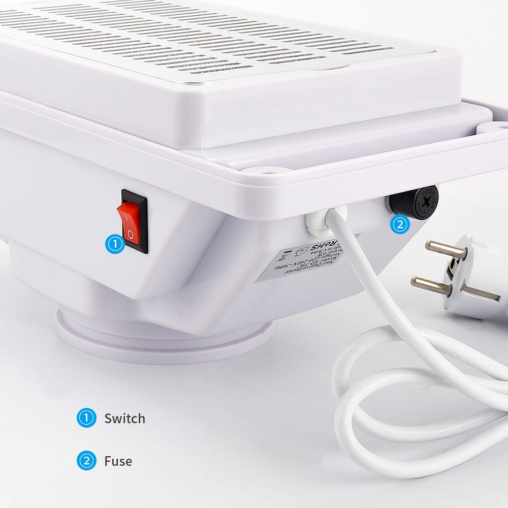 Odkurzacz do paznokci, wentylator ssący 4500 obr./min, do salonu zdobienia paznokci, wbudowany sprzęt biurkowy z 3 torbami do zbierania kurzu do manicure i pedicure