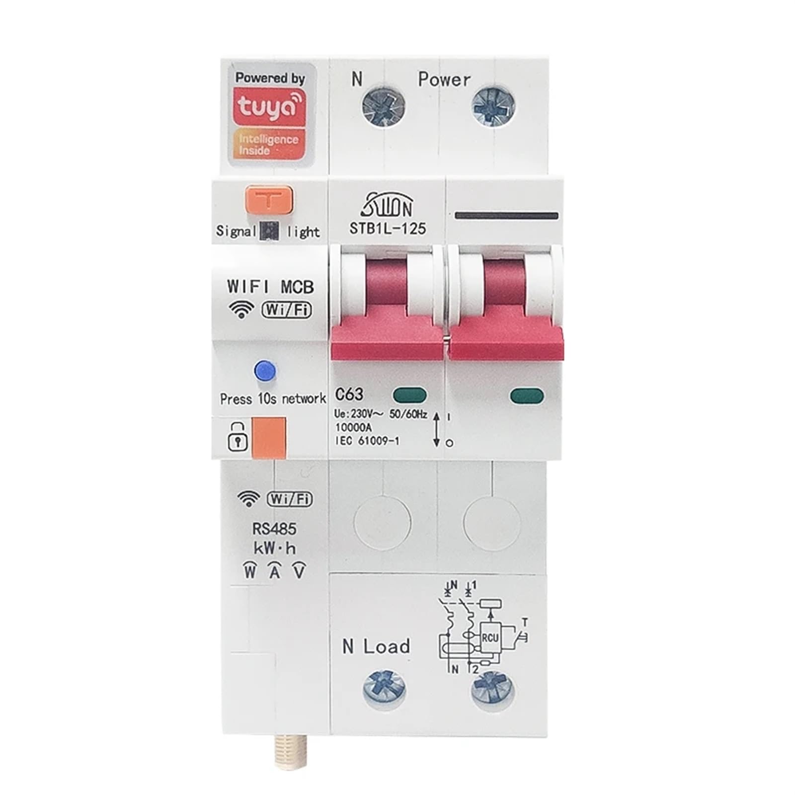 JJHQOKYNA 1P 2P 3P 4P Energy Meter Kwh Metering Circuit Breaker Time Relay with Leakage Protection 63A 80A(OneSize,10A-80A adjustable)