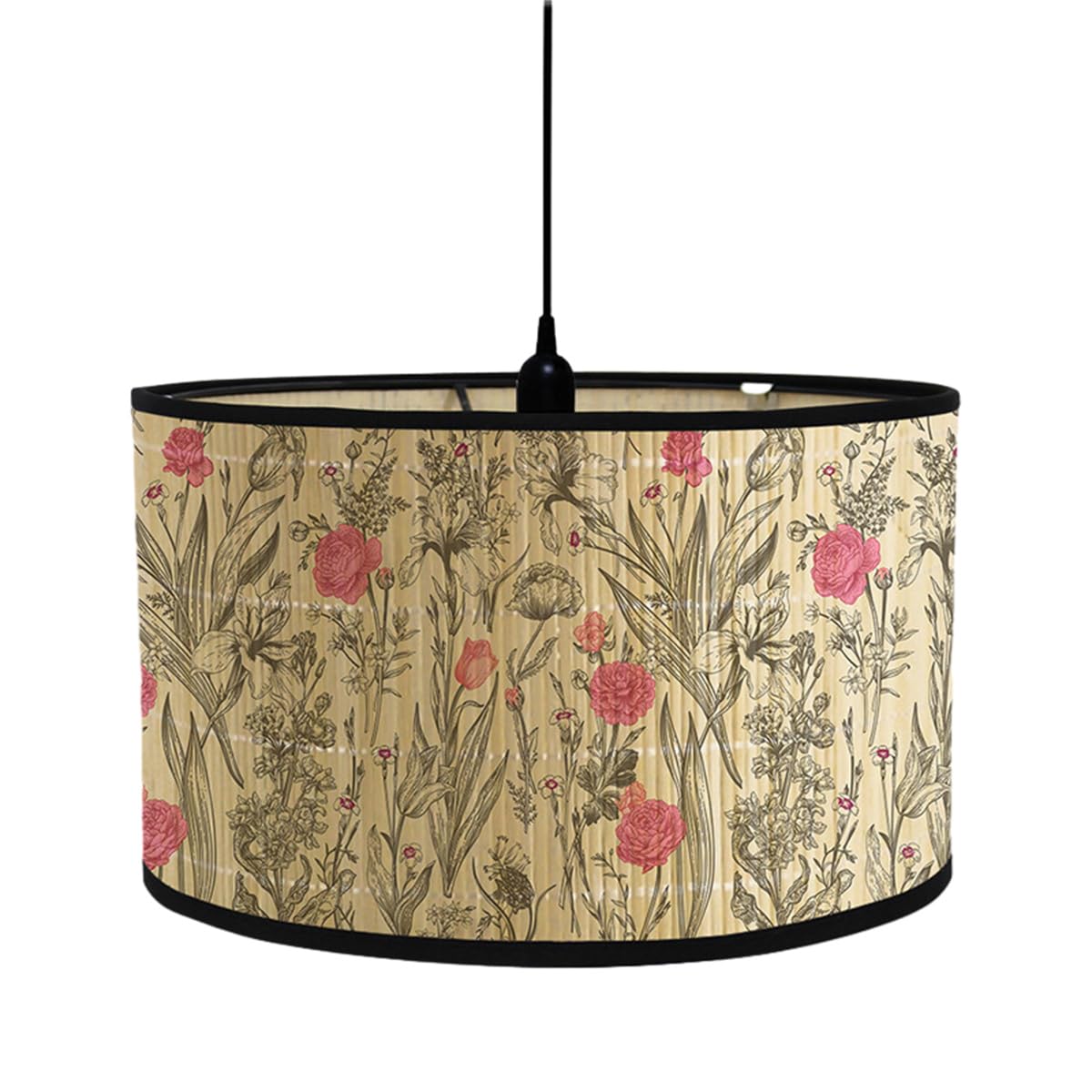 FANSU Round Drum Light Shade for Table Lamp, Classical Pattern Pendant Lampshades Easy Fit for Living Rooms, Bedroom, Hallways, Reading Room (Vintage Flower 16,30 * 20cm)