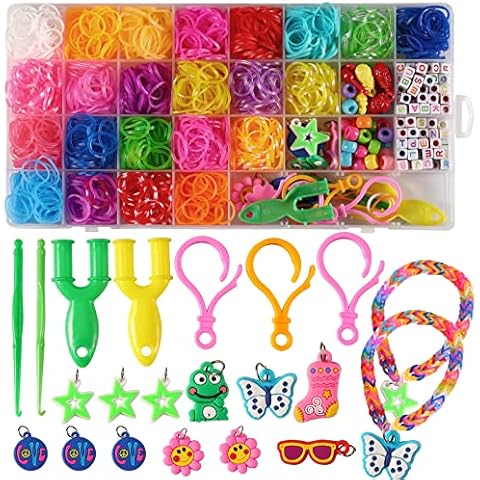 Voulliy Loom Bands Kits Set DIY Twist Kids Rubber Loom Band Kits, Band Refill Knitting with 32 Grids and 1500 PCS Rubber Bands Charms Bracelet Jewelry Making Set for Christmas Birthday Gift Girls Boys Cover