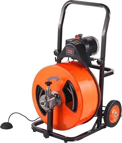 Miniatura 10 de VEVOR Máquina de limpieza de drenaje de 100 pies x 34 pulgadas, alimentación automática con 4 cortadores e interruptor de pie activado por aire para