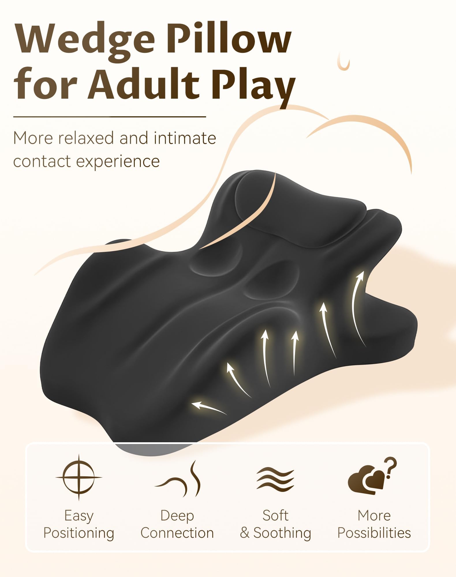 ZVD Oreiller de Couple pour Plus d'intimité – Ergonomique Coussin Triangulaire incliné à 27° en Mousse à mémoire de Forme pour Un Soutien Optimal, avec Housse Amovible (Noir)