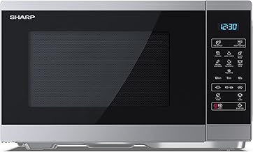 SHARP YC-MS252AE-S Microwave Oven 900W 11 Power Levels Defrost Function Dimensions 47.2 x 28 x 34.5 cm Silver