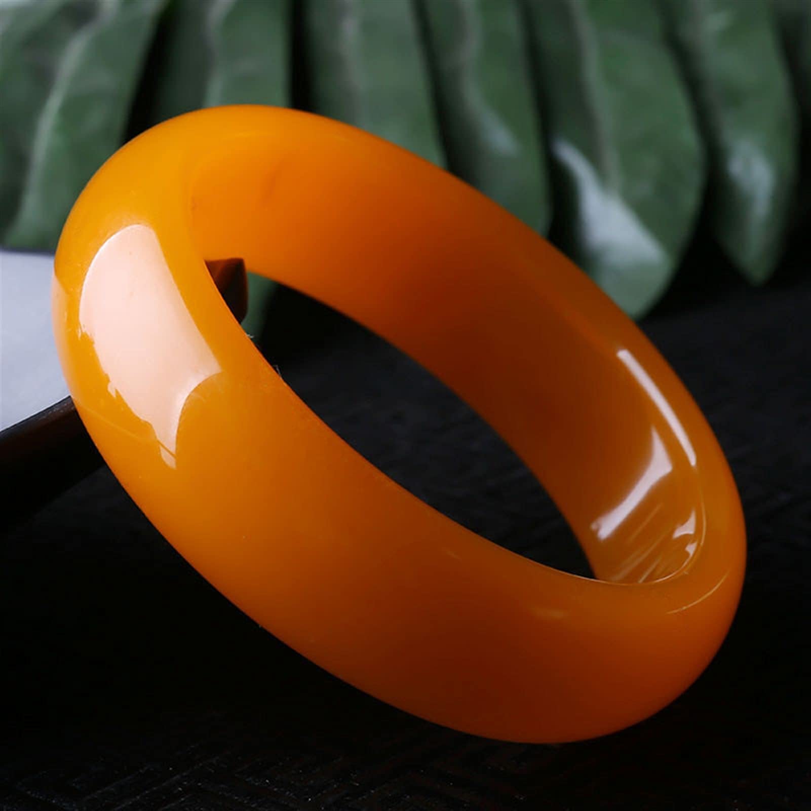 YZDKJ Natural Chinese Yellow Hand-carved Jade Bracelet Fashion Jewelry Ladies Wide And Thick Jade Bracelet Gift Accessories (Gem Color : 62-64)