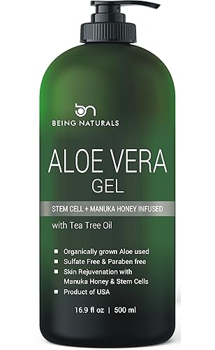 Miniatura 1 de Gel de aloe vera de 100  puro orgánico con infusión de miel de manuka células madre aceite de árbol de té hidratante natural crudo para cara cuerpo