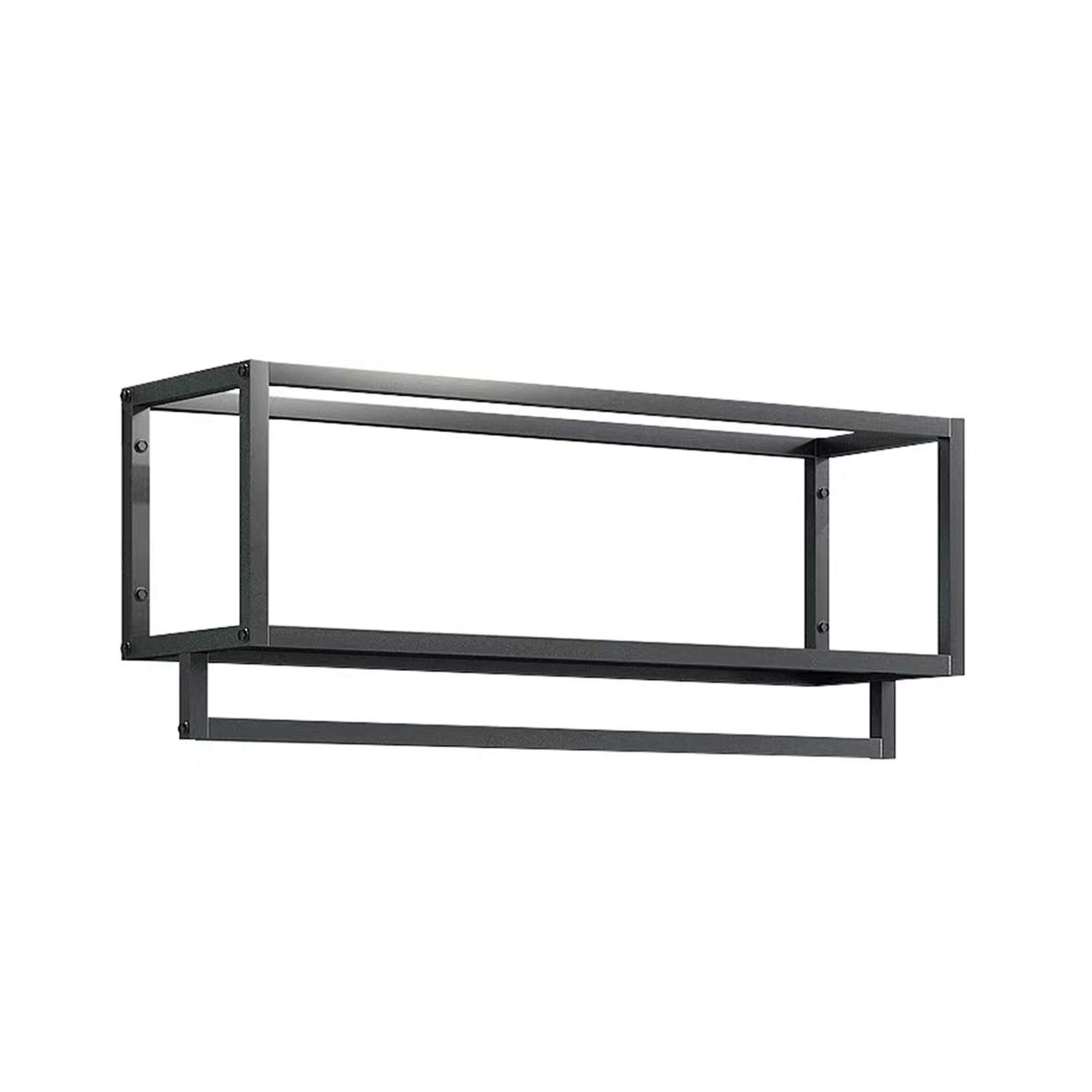 MDEPYCO Creative Square Display Garment Racks in Boutique Clothing Stores, Wall-Mounted Hanging Clothes Shelf in Home, Towel Racks for Bathroom Storage Shelves (Black, 31.5