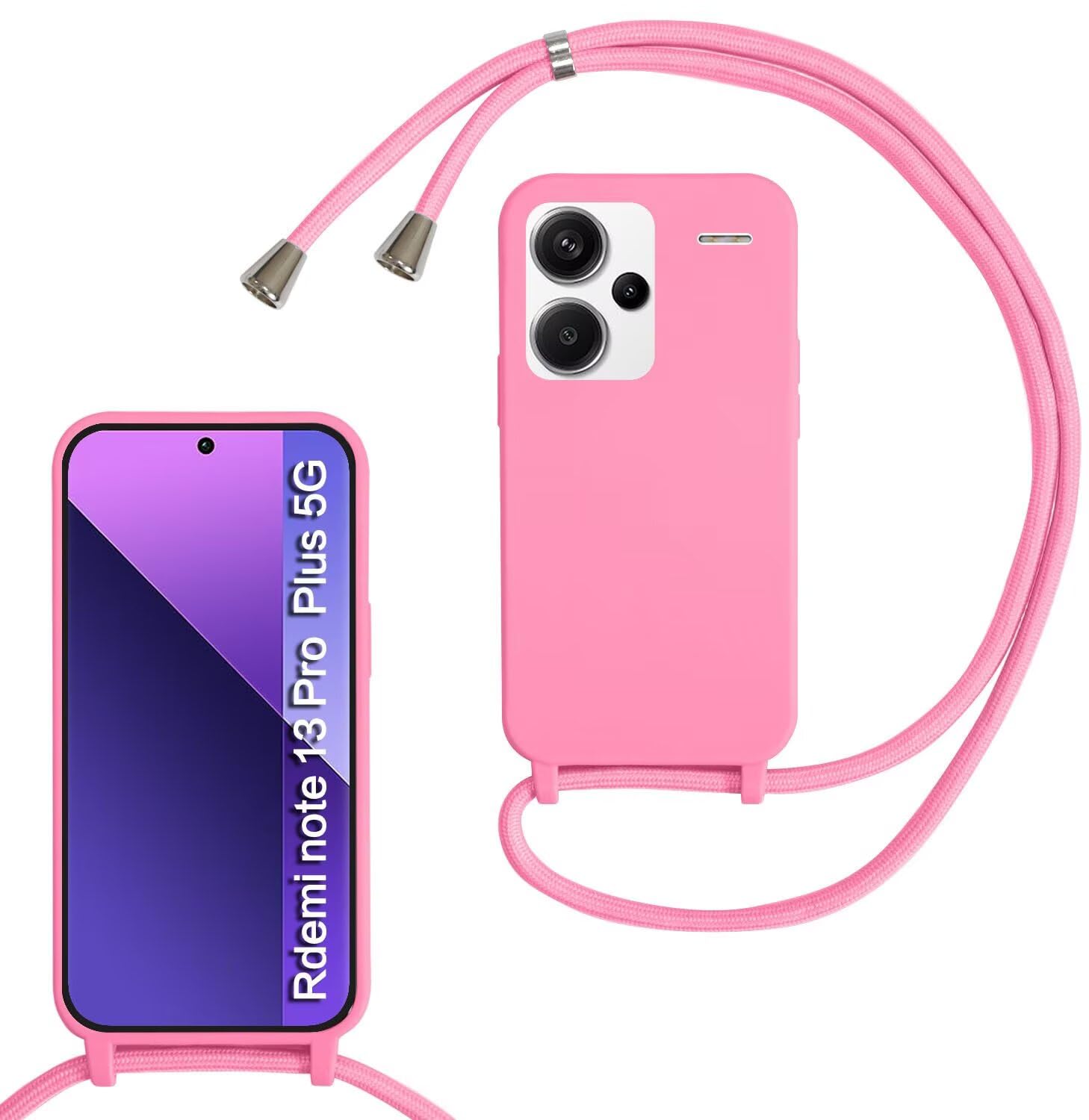 SLWYF Cover Compatibile con iPhone 13 Cover Magnetica, Silicone TPU Morbido Corda Collana Necklace Regolabile Stylish con Catena Ultra Sottile Case, Nero
