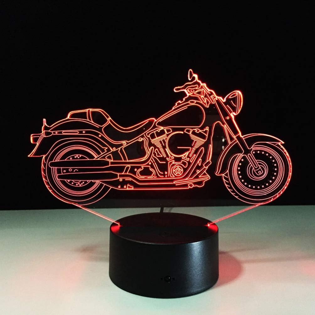 Mobestech 3D Motorcycle Night Light 3D Illusion Lamp LED Motorcycle Table Lamps 7 Colors Touch Light Bedroom Decorations Centerpieces