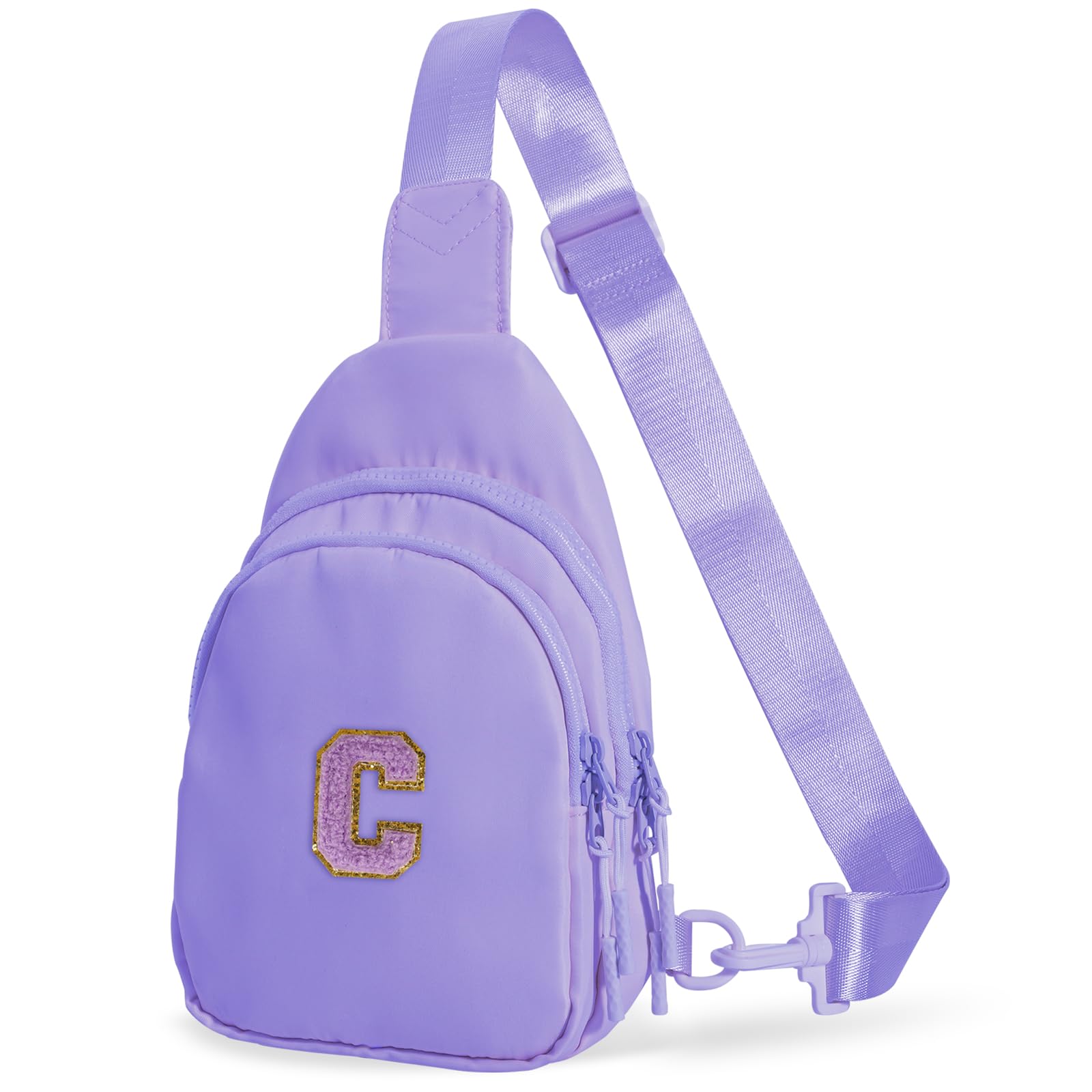 Bomvabe Personalized Initial Crossbody Bag for Tween Girls with Extender Strap 32"-52", Birthday Gift for 6 to 14 Year Old Girls, Sling Bag for Kids