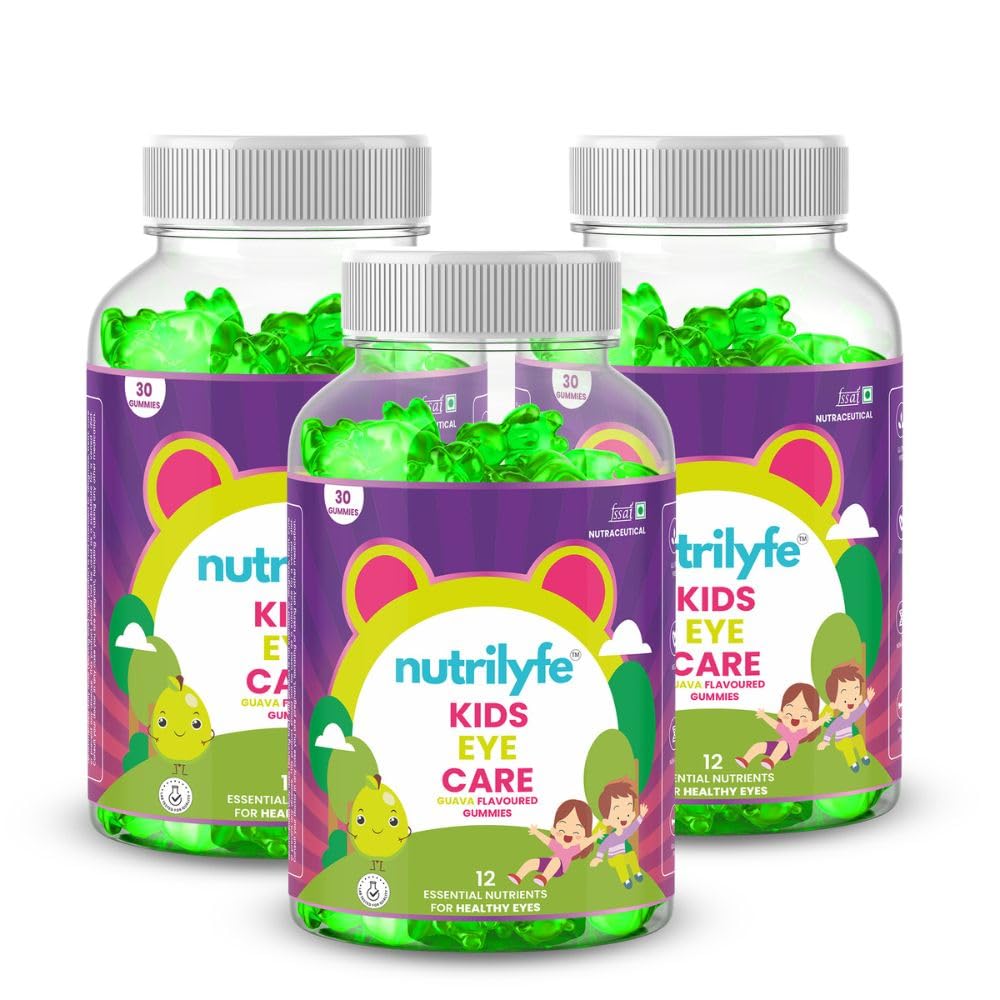 Nutrilyfe Kids Eye Care Gummies | Guava Flavor | Vision Support | Reduces Eye Strain & Dryness | Blue Light & Ultraviolet Light Protection | Omega-3 Fatty Acids & Vitamins | Pack of 3 | 90 Gummies (B0CWS18ZYG) Amazon Price History, Amazon Price Tracker