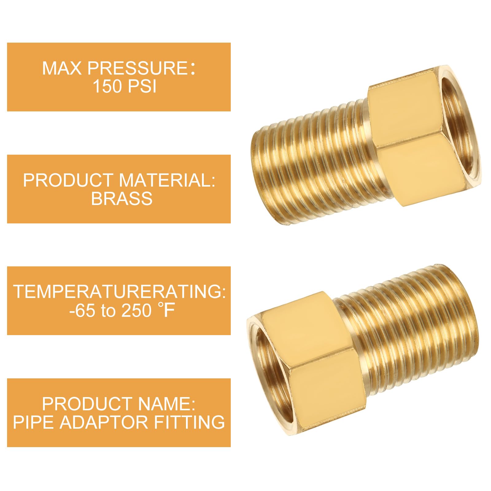 CYEAH Juego de 10 accesorios de tubería de latón, conector de boquilla de tubo de extensión de latón de 1,27 cm hembra a macho de 1,27 cm, adaptador convertidor de ajuste más largo, adaptador hembra