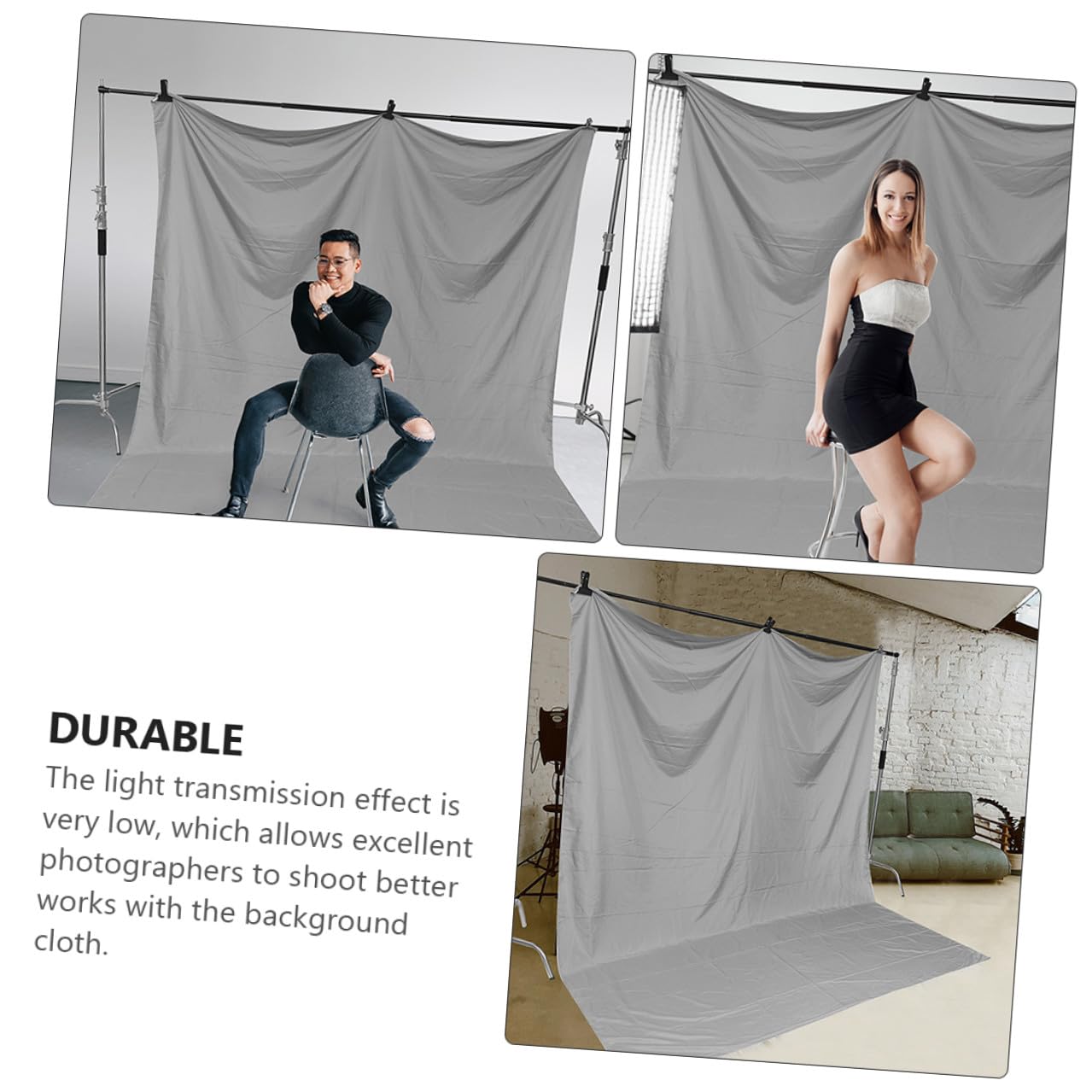Sfondo Fotografico Grigio Spesso 3x2m, Sfondo per Fotografia e Decorazione Casa, Telo Lavabile e Resistente per Allestimenti Scenici e Riprese Studio