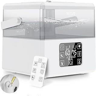 Terrug 6L Humidifiers for Bedroom Large Room, Remote Control Warm & Cool Mist Humidifiers for Home, Quiet Air Humidifier & Essential Oil Diffusers With 360° Nozzle, Last up to 50H, 1-12H Timer (White)