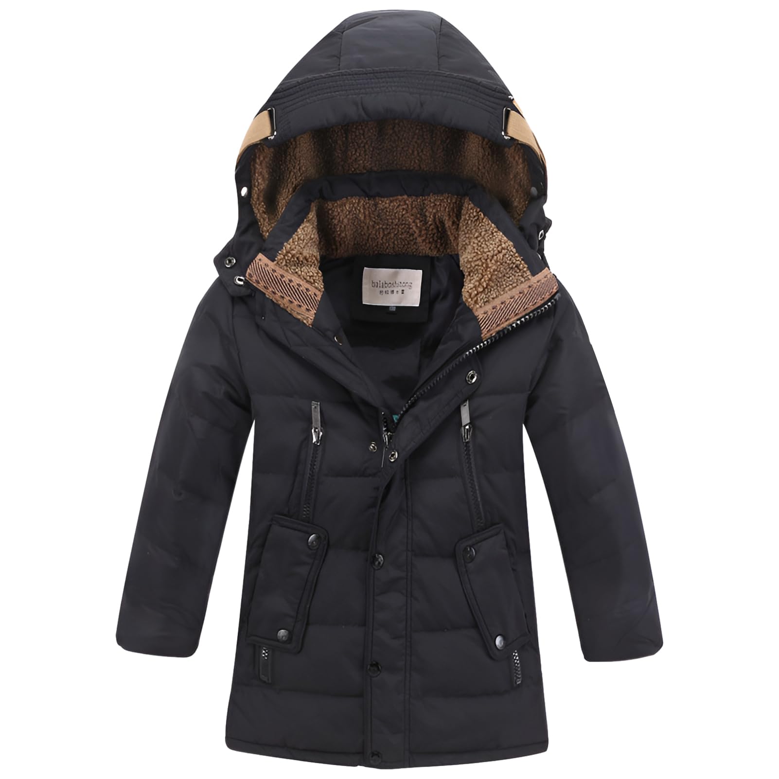 amropi Garçons Manteau d’Hiver Veste en Duvet à Capuche Chaud Parka Blouson pour 5-12 Ans
