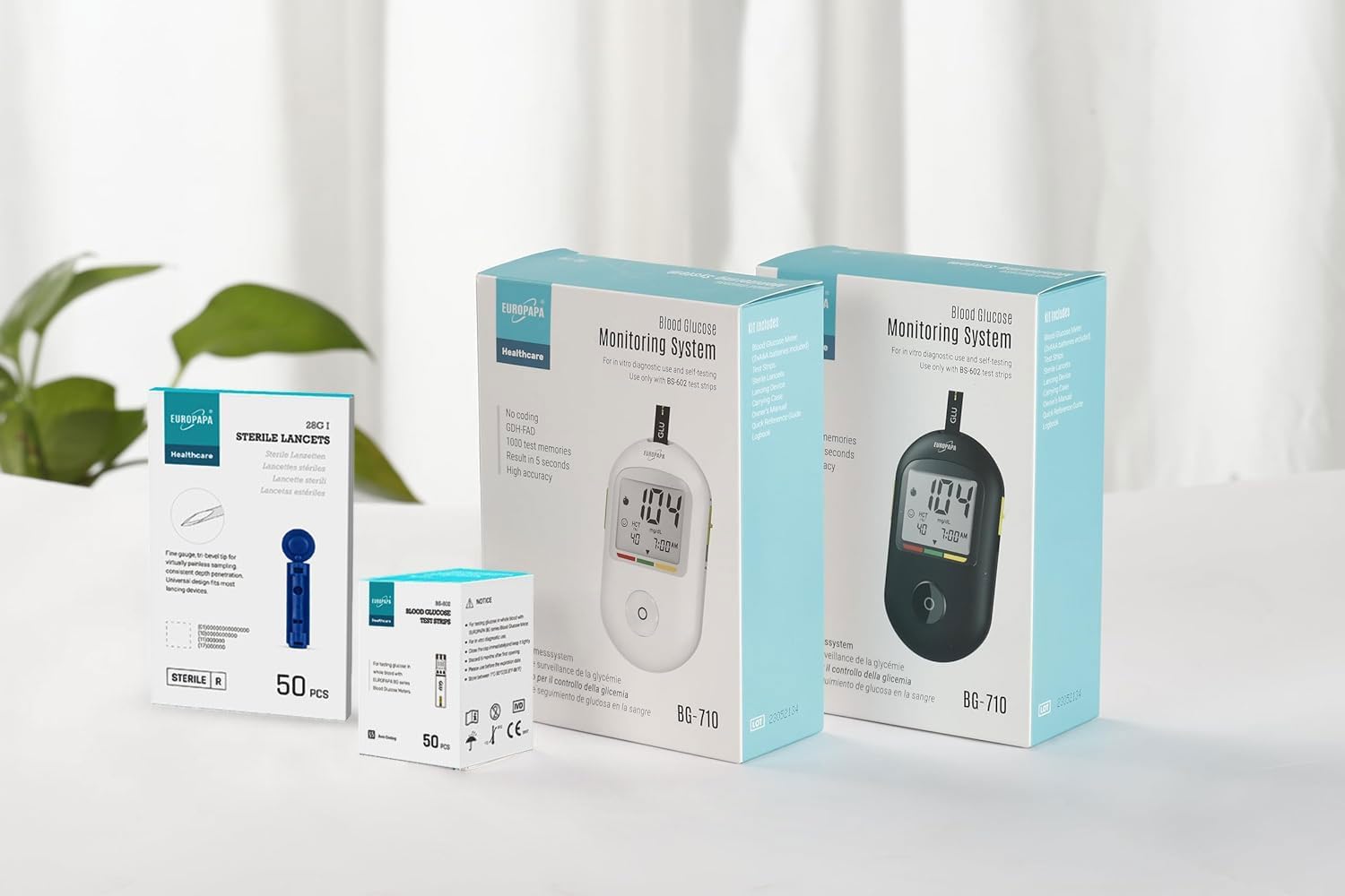 EUROPAPA® Blutzuckerteststreifen 100 STK. für Blutzucker-Wertes Kontrolle, Diabetiker-Teststreifen zur Diabetes- und Glukoseüberwachung, Teststreifen Anwendbar EUROPAPA BG-Serie Blutzuckermessgerät