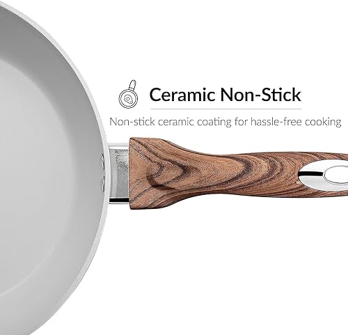 Miniatura 4 de Phantom Chef Sartén profunda de 11 pulgadas de ancho de 5 cuartos de galón revestimiento de cerámica antiadherente con cuerpo de aluminio con mango