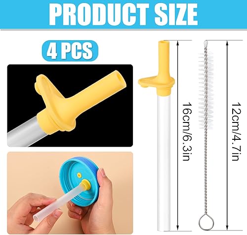 Miniatura 2 de 4 popotes de repuesto con válvula de mordida para Zak Designs Kelso de 15 onzas, con 1 cepillo de limpieza, reutilizables, para niños, accesorio