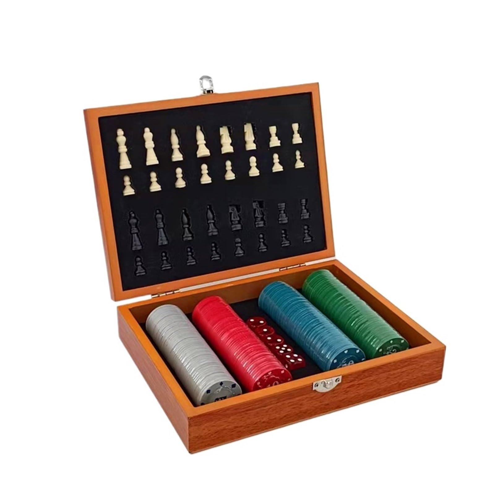 schachspiel Magnetisches Schachset aus Holz for Kinder und Erwachsene, tragbares Reiseschachset mit Spielsteinen und Würfeln for Brettspiele auf Reisen