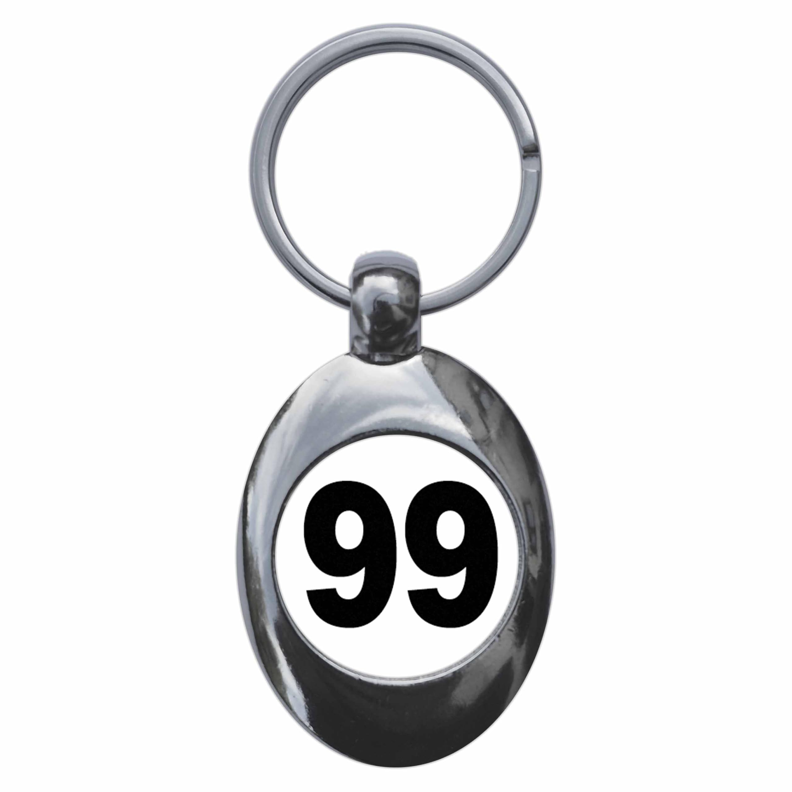 Ozorath Plain Number 99 Ninety Nine Keyring Keychain Key Ring Chain With Trolley Coin