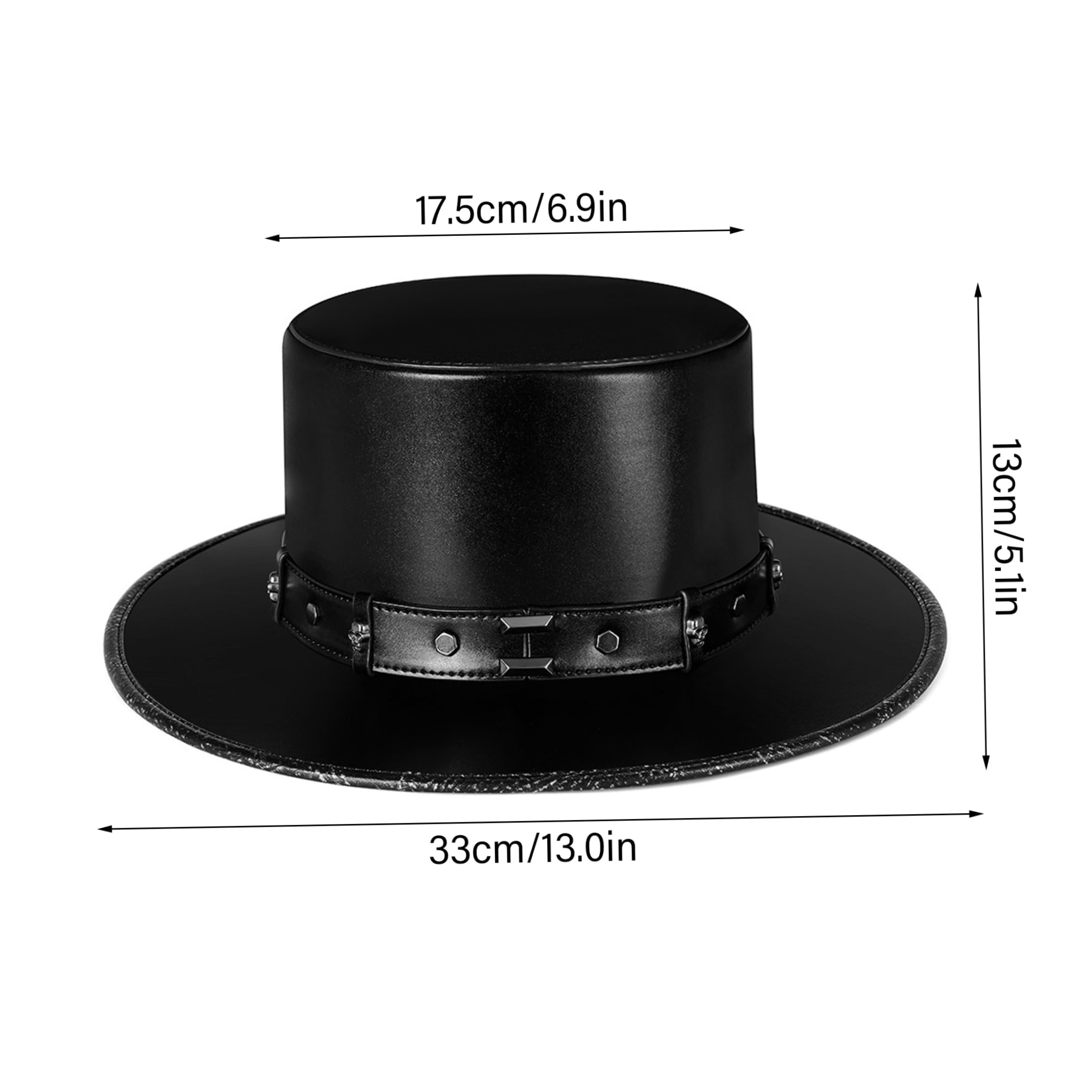 Cappello di Halloween, cappello a cilindro Steampunk da uomo in pelle PU, nero