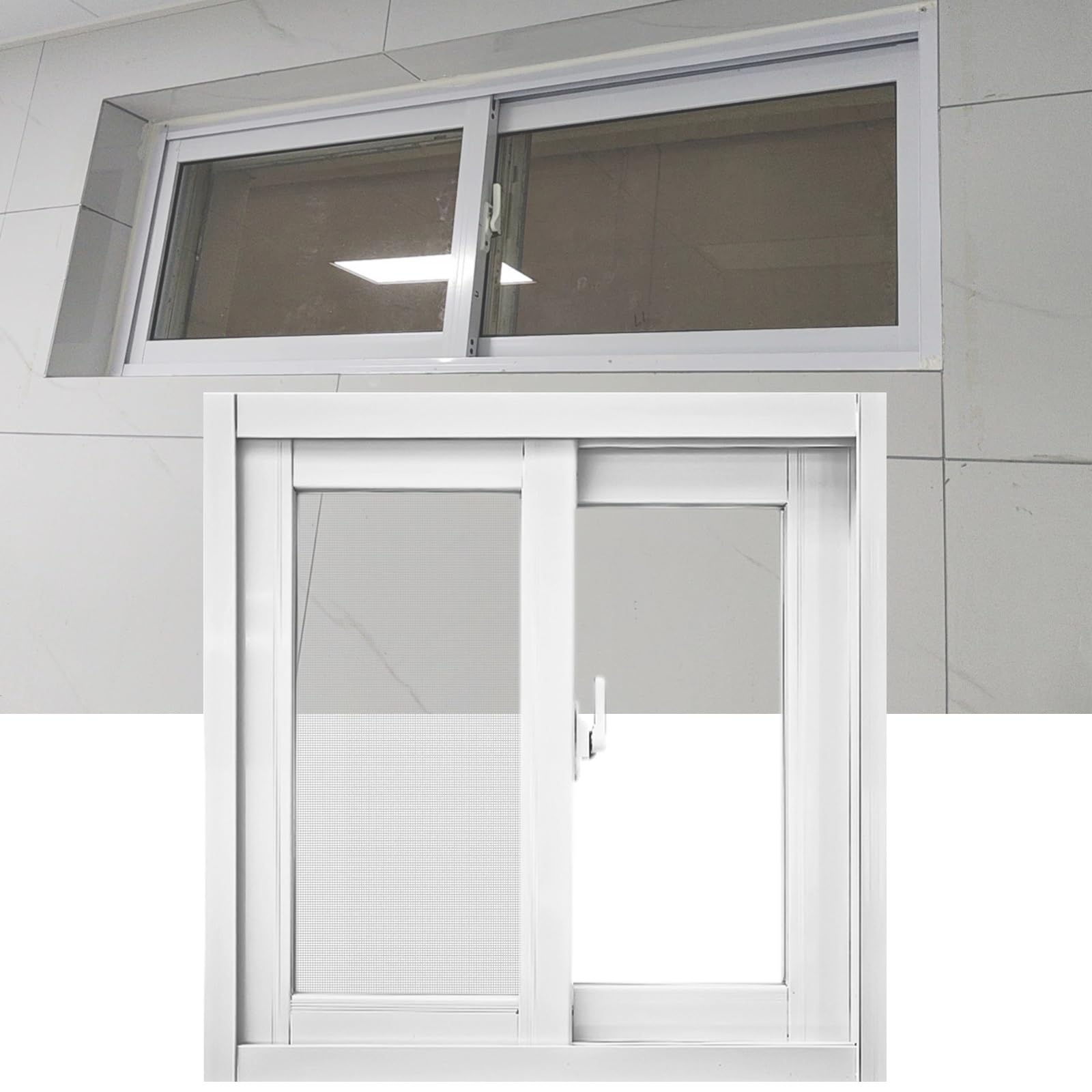 Ventana Corredera De Aluminio Para Sótano - Vidrio Templado 4mm, 60x80cm, Con Mosquitera Y Cerradura