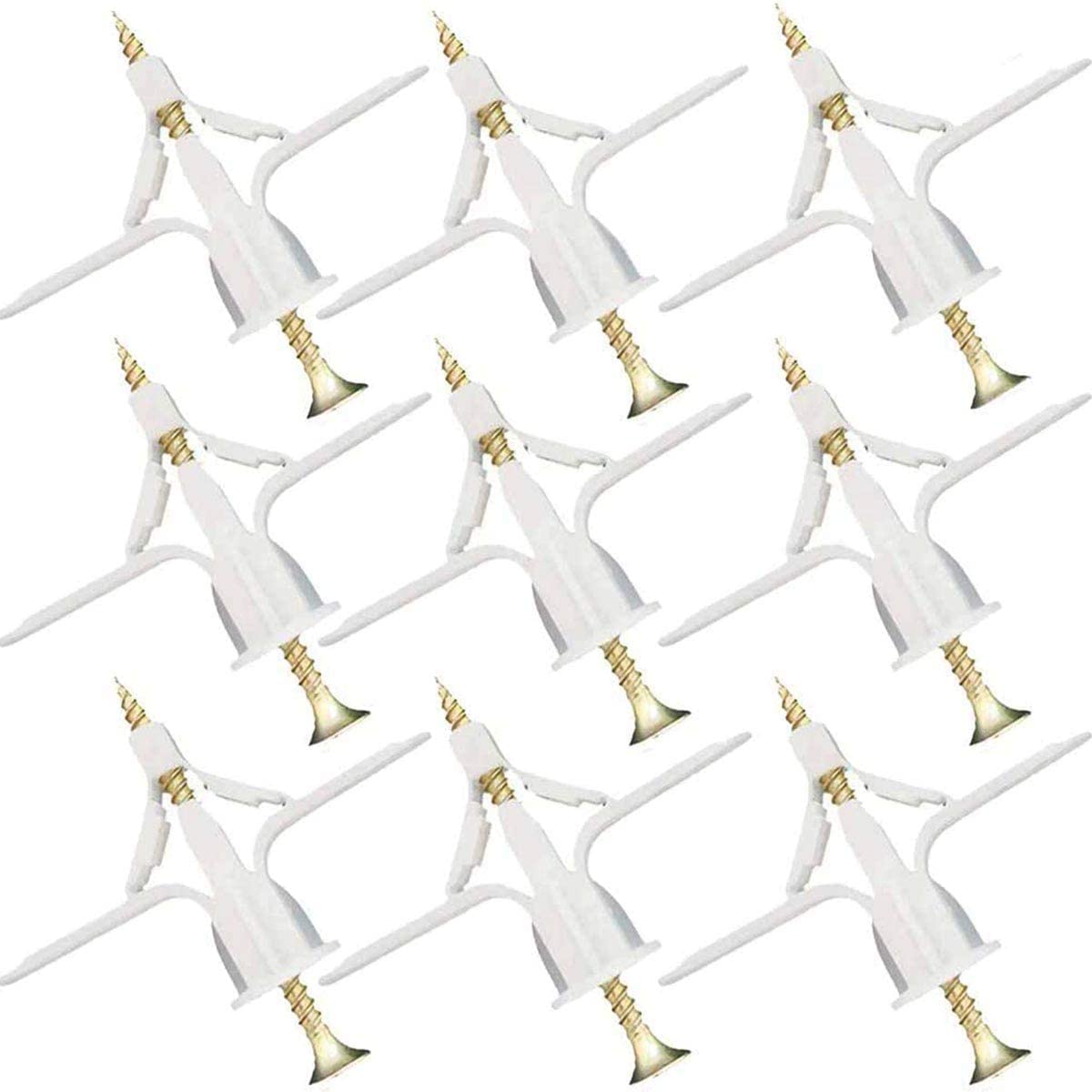 Drywall Anchors-Hollow Wall Anchors Kit 50 Set for Curtain Gypsum Board Wall Installation,Aircraft Expansion Pipe-Self-Drilling Screw(Whitee)