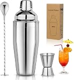 Ensemble shaker à martini de 708,7 g avec mélangeur à margarita, doseur et cuillère à mélanger – Outils de bar professionnels en acier inoxydable 18/8 pour boissons mélangées - 1