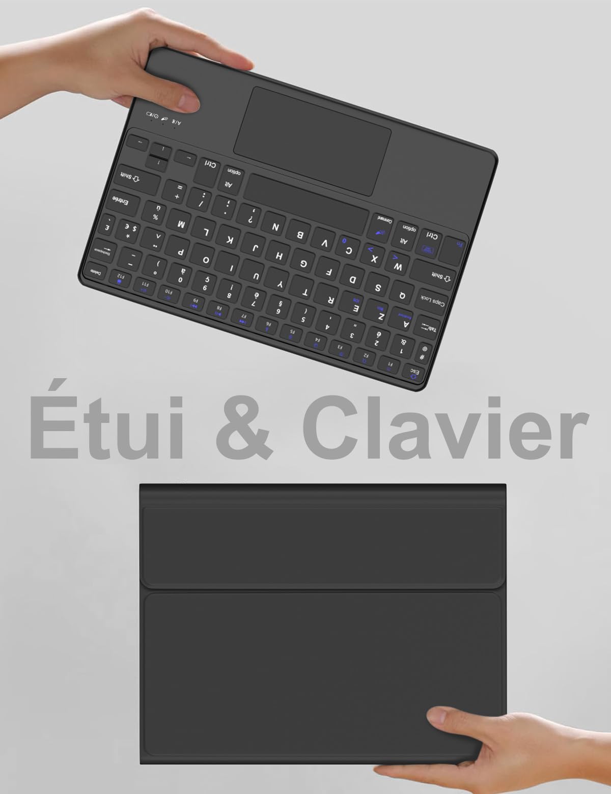 FOGARI Clavier pour Lenovo Tab M11 11" 2024, AZERTY Français Pavé Tactile Clavier Bluetooth sans Fil, Intelligent Housse pour Lenovo Tab M11 Tablette TB-330XU/330FU - Noir