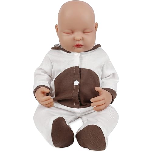 Vollence 18 inch Eye Closed Full Body Doll Girl,Not Vinyl Dolls,Sleeping Lifelike, Bald,Soft Realistic Solid Platinum Silicone Baby Doll - Girl