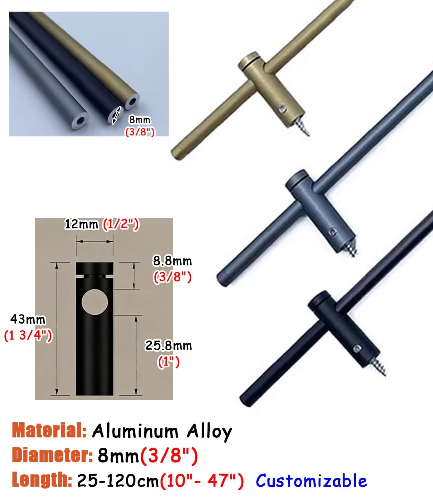 Genérico Juego de 2 barandillas metálicas de protección para estantes - Barras de Seguridad abatibles de Bronce Antiguo para zapateros y vitrinas de baño, Soportes de barandilla de 50 cm (19,6 pulgad