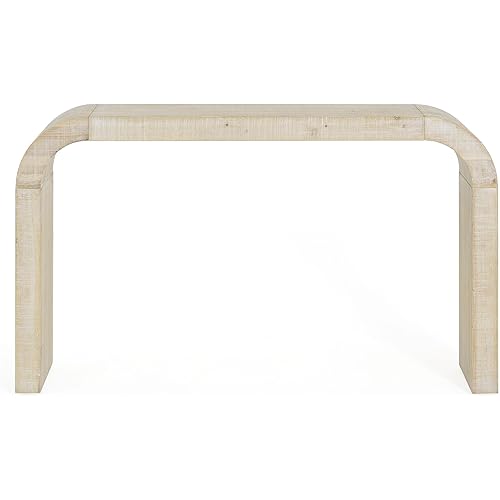 Modern Coffee Table with Curved Edge, Natural Wood Texture, Versatile End Table for Living Room, Entryway, Sofa Side Decor, Apartment Corner Furniture, Easy Clean Ottoman Center Piece,Natural-MDF