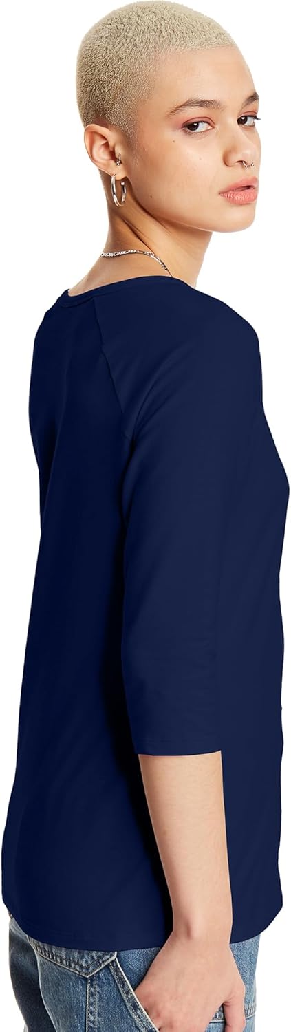 Hanes Women's Raglan Sleeve Stretch Cotton Crewneck Tee - Image 6
