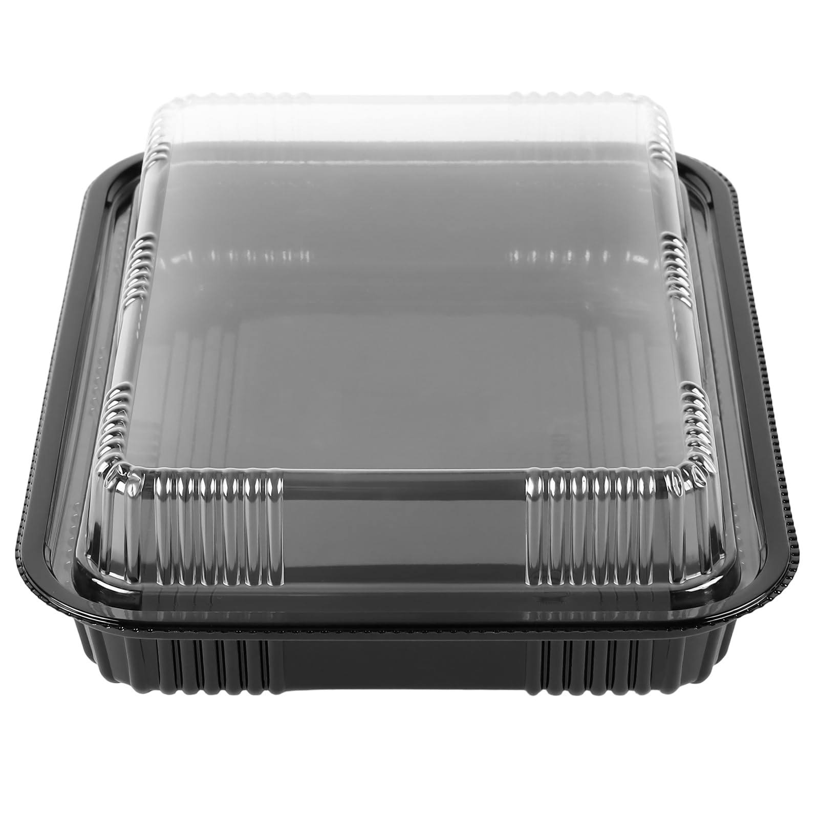 PINGEUI Confezione da 30 vassoi per sandwich con coperchi, vassoi in plastica per buffet con coperchi trasparenti, vassoi riutilizzabili per catering per feste, torte, panini, dolcetti, sushi e