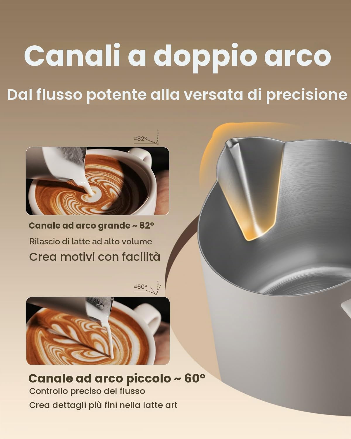 MHW-3BOMBER Brocca per latte 500ml, brocca per latte in acciaio inossidabile per macchina da caffè, accessori per caffè per barista domestico, tazza per cappuccino e arte del latte, brocca per schiuma