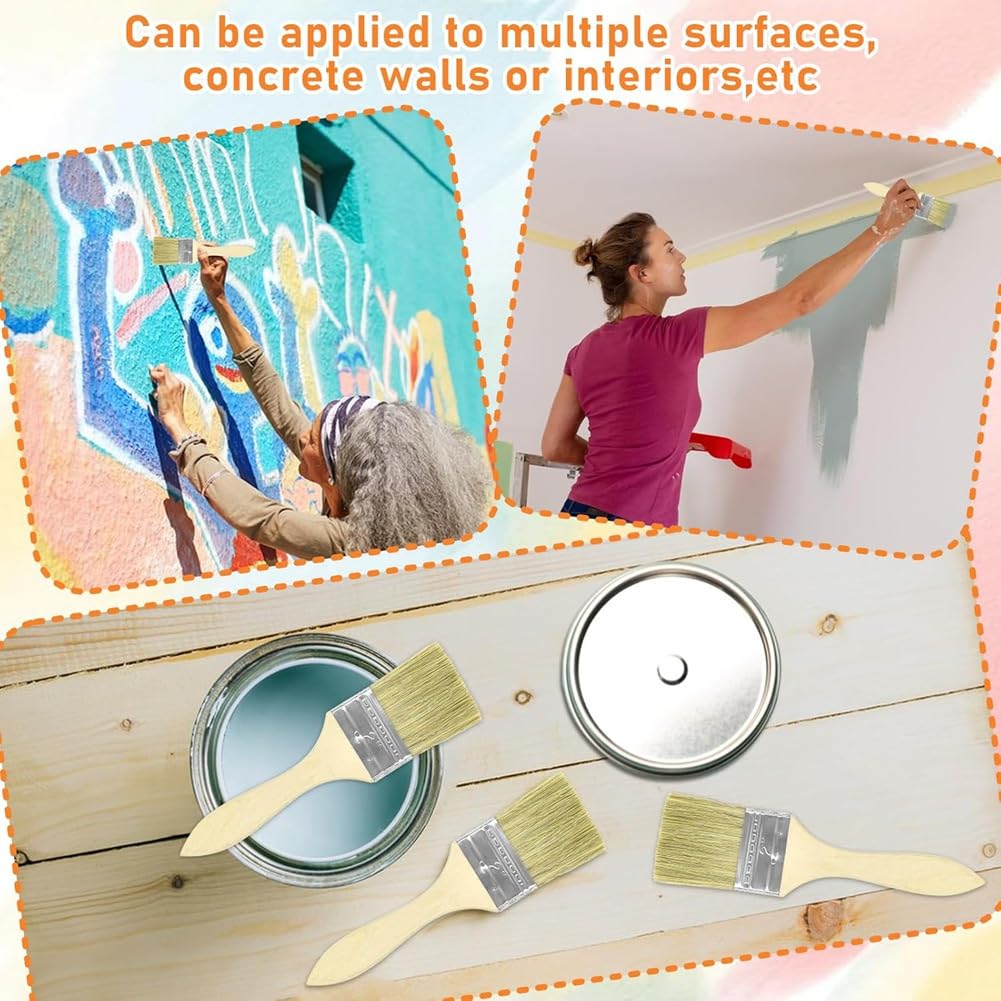 120 Pinceles de Cerdas de 2 Pulgadas A Granel, Pinceles de Cerdas A Granel, Pinceles de Madera para Teñir, para Pintura, Pegamento y Barniz