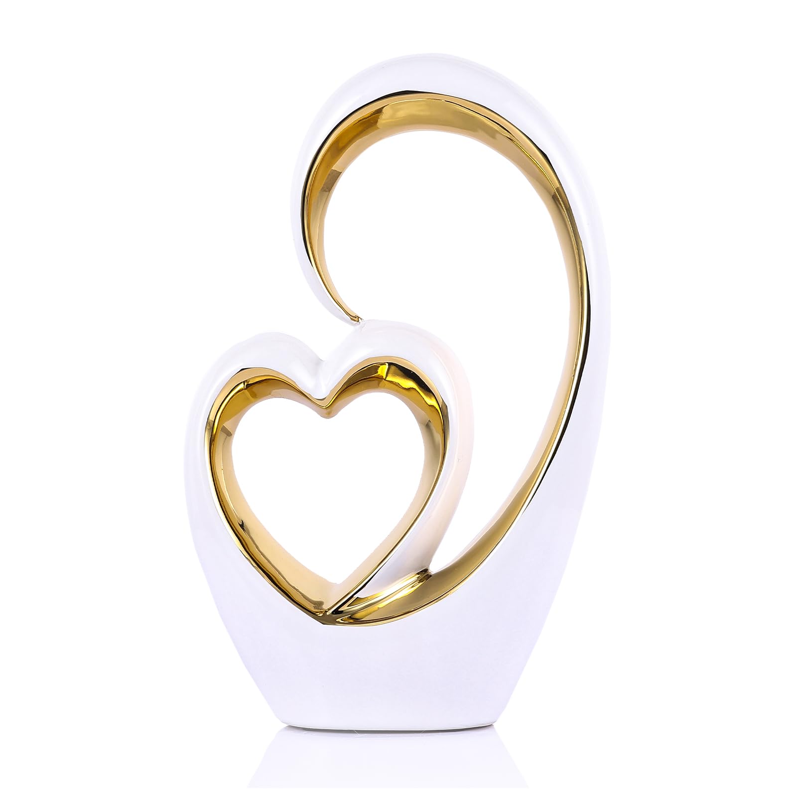 Liebesstatue, Valentinstags-Herz-Dekorationen, Keramik-Herzstatue, Doppelherz-Skulptur, Tischregal, Ornamente, Jahrestagspaar, Geschenk für sie, Heimdekoration, Keramik-Herz-Skulpturen Figur