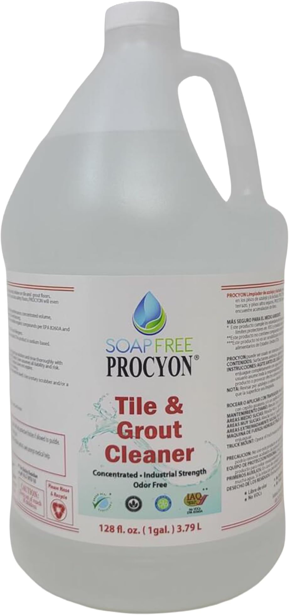 Procyon Tile & Grout Cleaner - Professional, Pet-Safe, Eco-Friendly Concentrated Cleaning Solution for Tile, Bathrooms, Ceramic, Concrete - Indoor/Outdoor Cleaning (128 Oz)