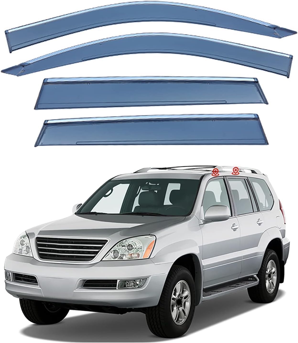FENGJP Car Window Wind Deflectors for Lexus GX470 J120 2001-2009, Window Wind Deflector Visor Rain Smoke Guards Automotive Accessories