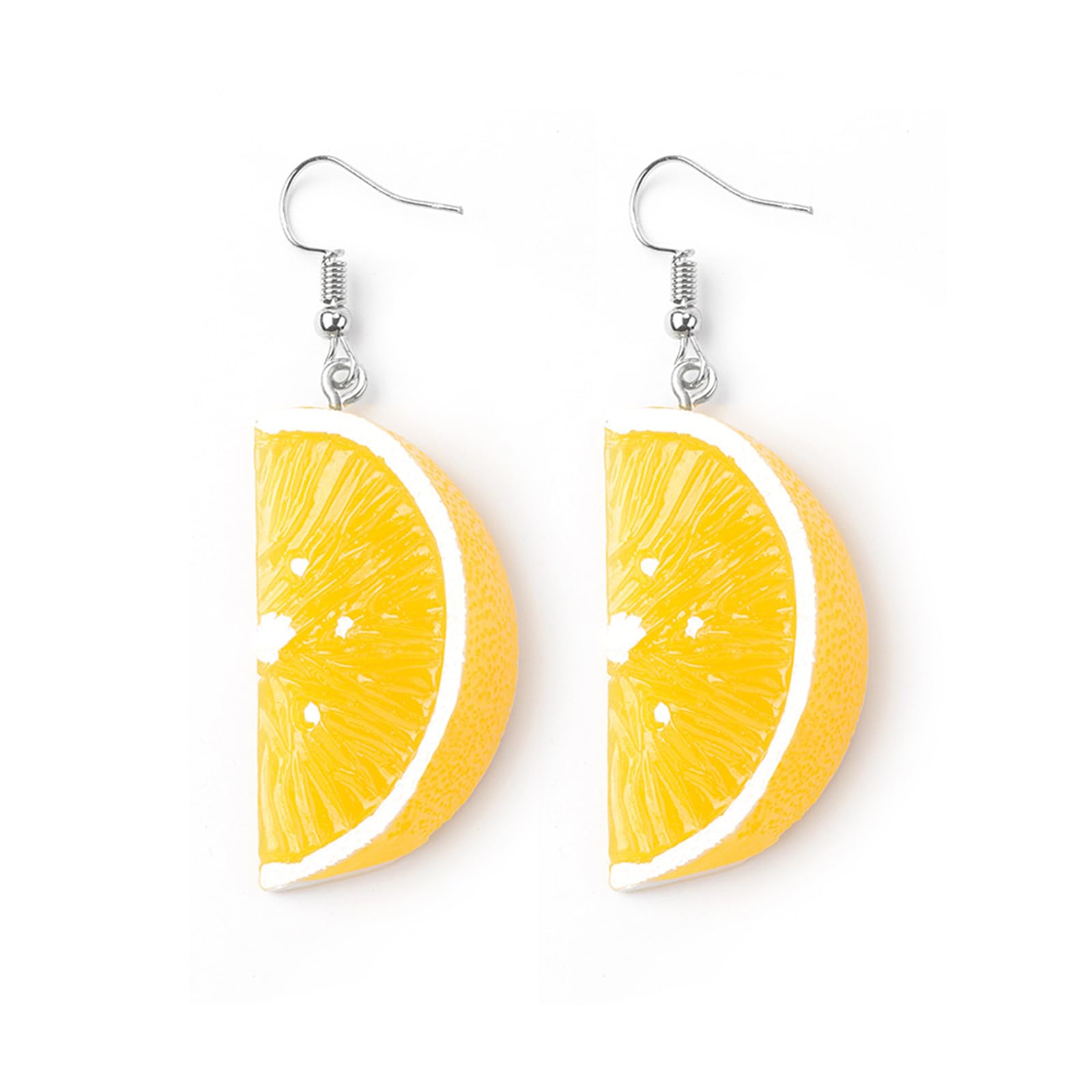 Acrylic lemon Slice Earrings Funny Cute Resin Fresh Summer Tropical Fruit Yellow Circle Round Lime Orange Section Lightweight Dangle Drop Earrings for
