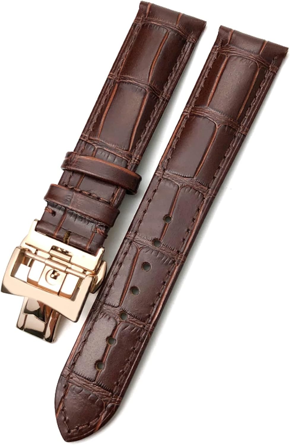 KFAA Reemplazo de Correa de Reloj de Cuero Genuino de 19mm 20mm 21mm 22mm para Vacheron Constantin Patrimony VC Negro Azul Marrón Correa de Piel de Vaca (Color : Brown Rose Fold, Size : 21mm)