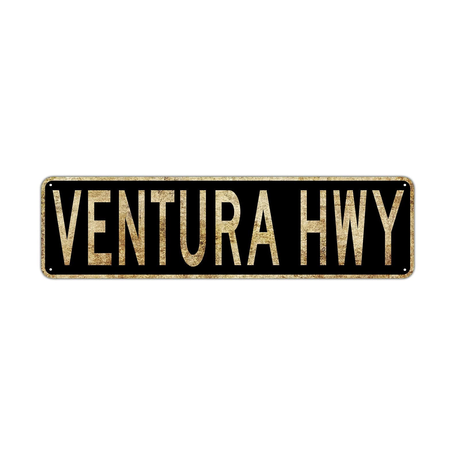 Ventura Hwy Street Sign Rustic Vintage Retro Metal Decor Wall Shop Man Cave Bar Posters Tin Sign Metal Art Street Sign Wall Decoration Family Street Corner Garage Courtyard Corridor 4x16 Inch