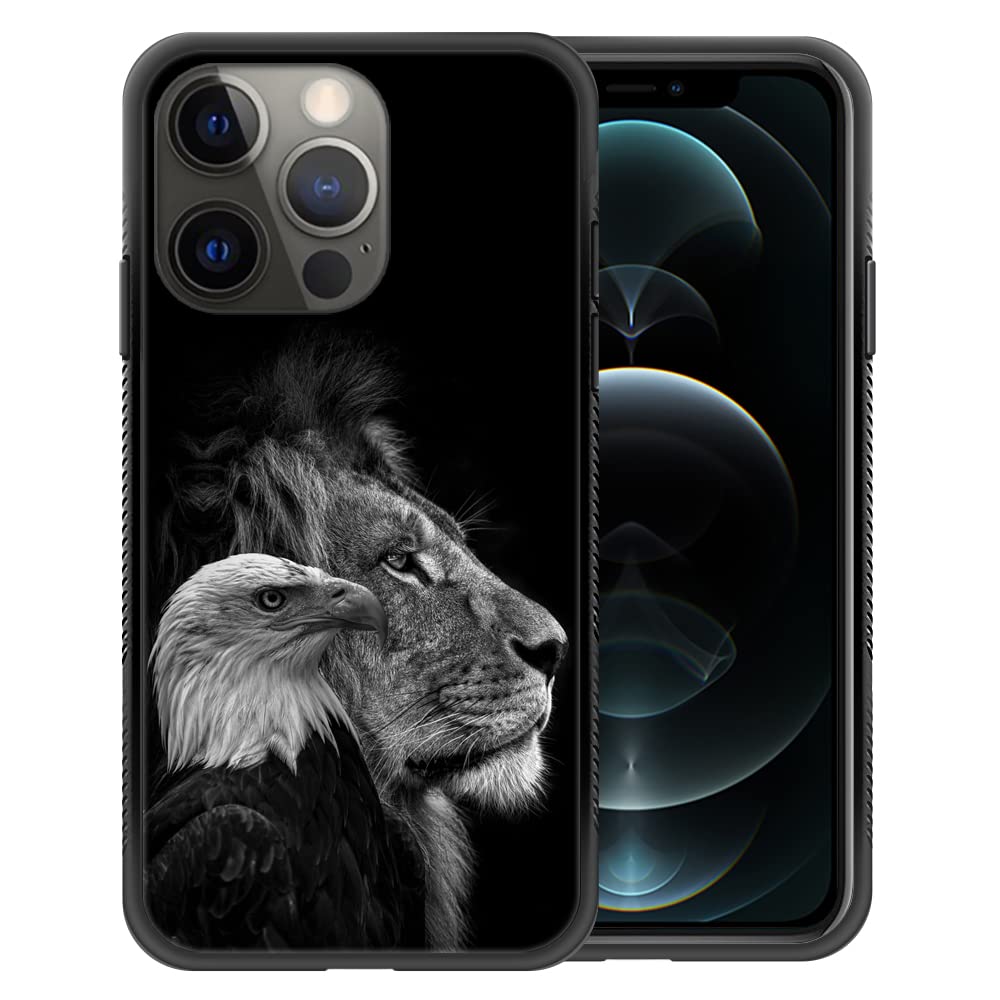 Pinsheng Case Compatible with iPhone 14 Pro,Eagle Lion League Phone Covers for Men/Women,Four Side Frame Anti-Skid Soft Silicone Shockproof Protection