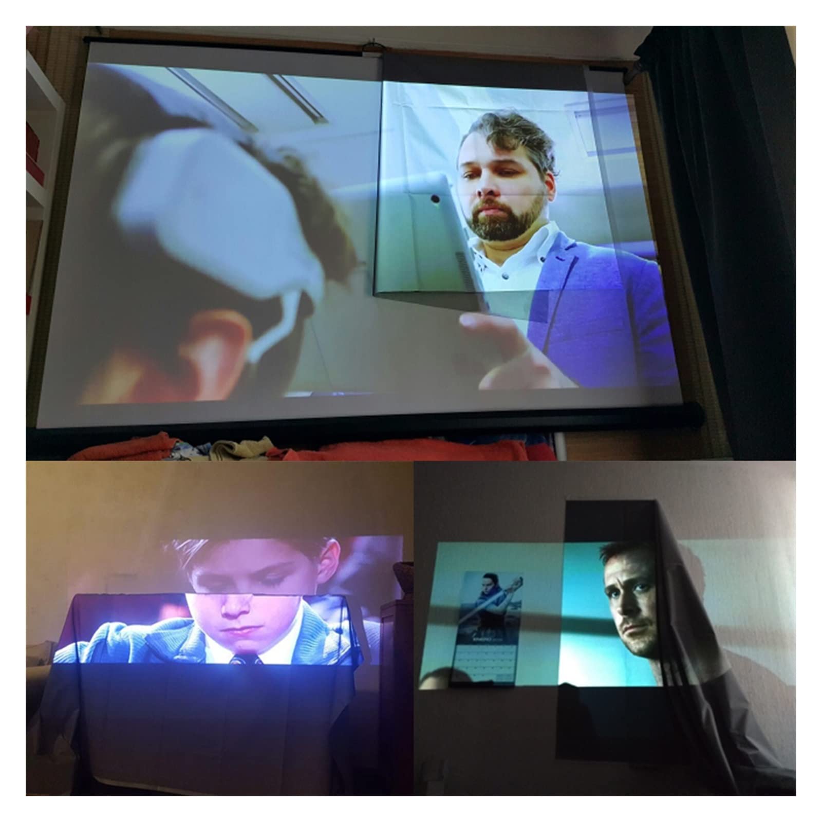 Ekran Kina Domowego Prosty przenośny ekran projektora anty-lekka tkanina odblaskowa do domowego biura na zewnątrz kurtyna HD 3D 4K zwiększa jasność(133 inch)
