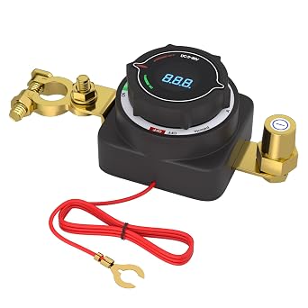 MaySpare DC 5-80V Top Post Battery Disconnect Switch with Digital Voltmeter