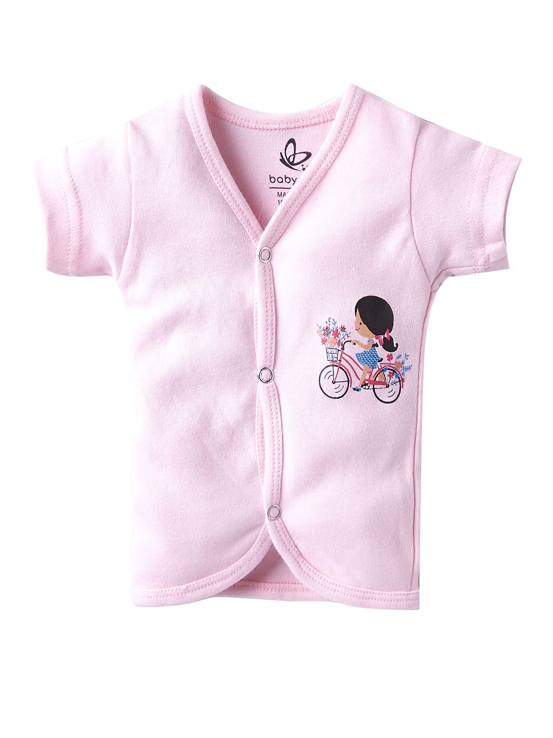 baby wish Baby Clothes Set for Kids Pure Cotton Snap Front Button Open Half Sleeves Jabla Vest T-Shirt Infant Dress Newborn Jhabla Pajama Set Kids Vest Pink Set of 2 2